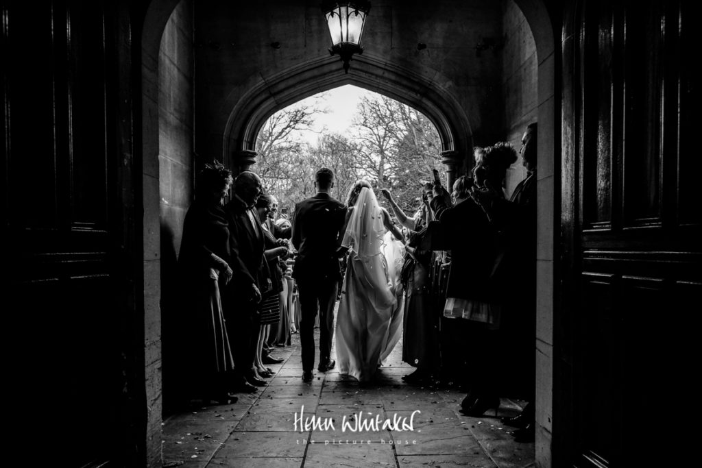 Documentary wedding photographer Matfen Hall Northumberland confetti