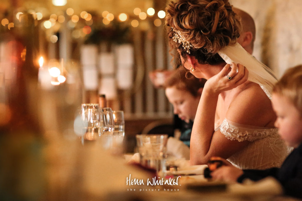 Documentary wedding photographer Askham Hall Cumbria the top table