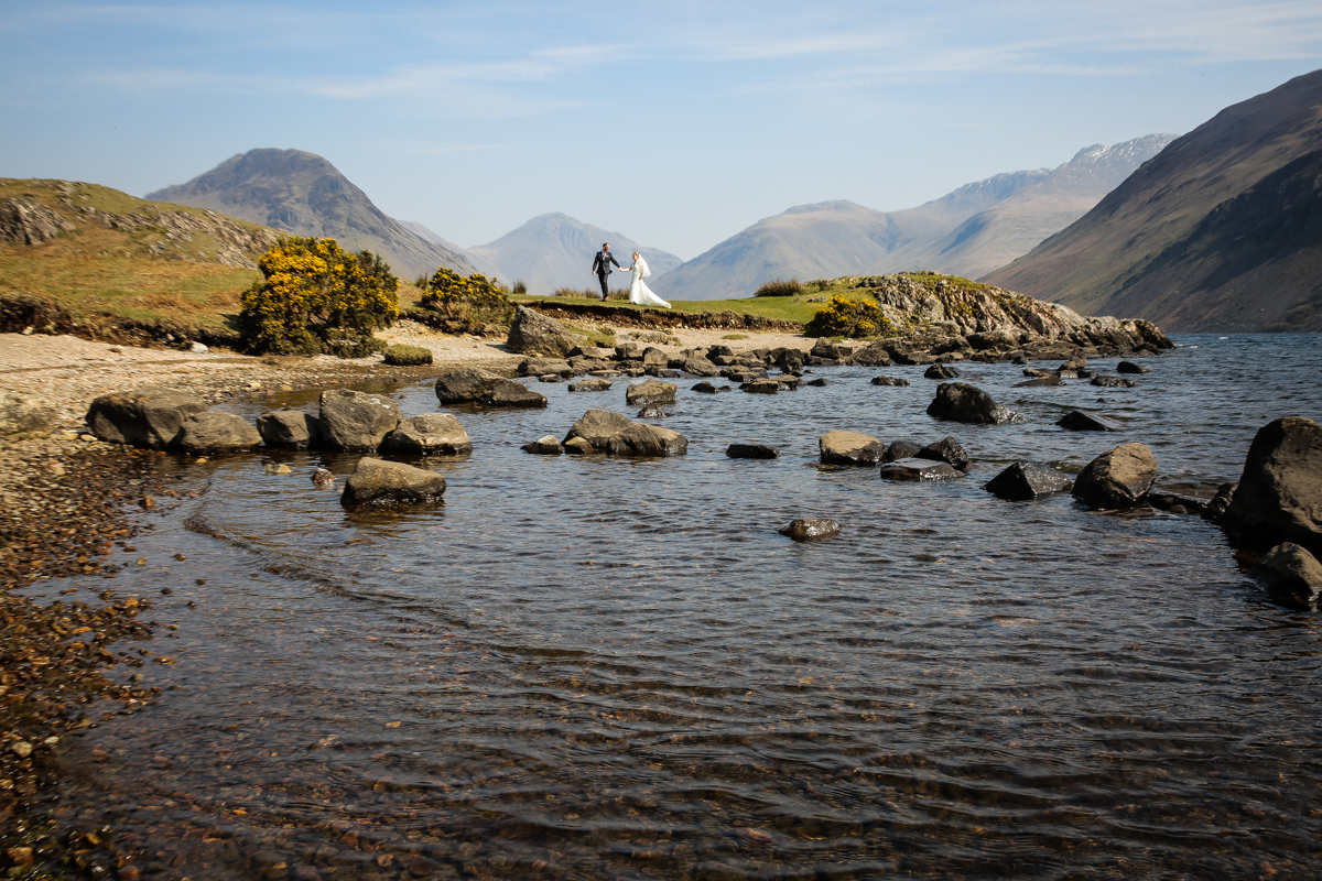 lake district documentary wedding photographer wast water bride and groom