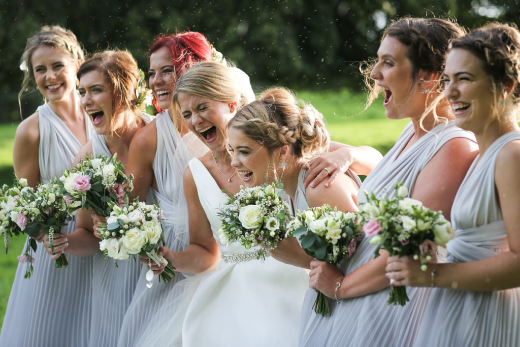 lake district documentary wedding photographer bridesmaids laughing