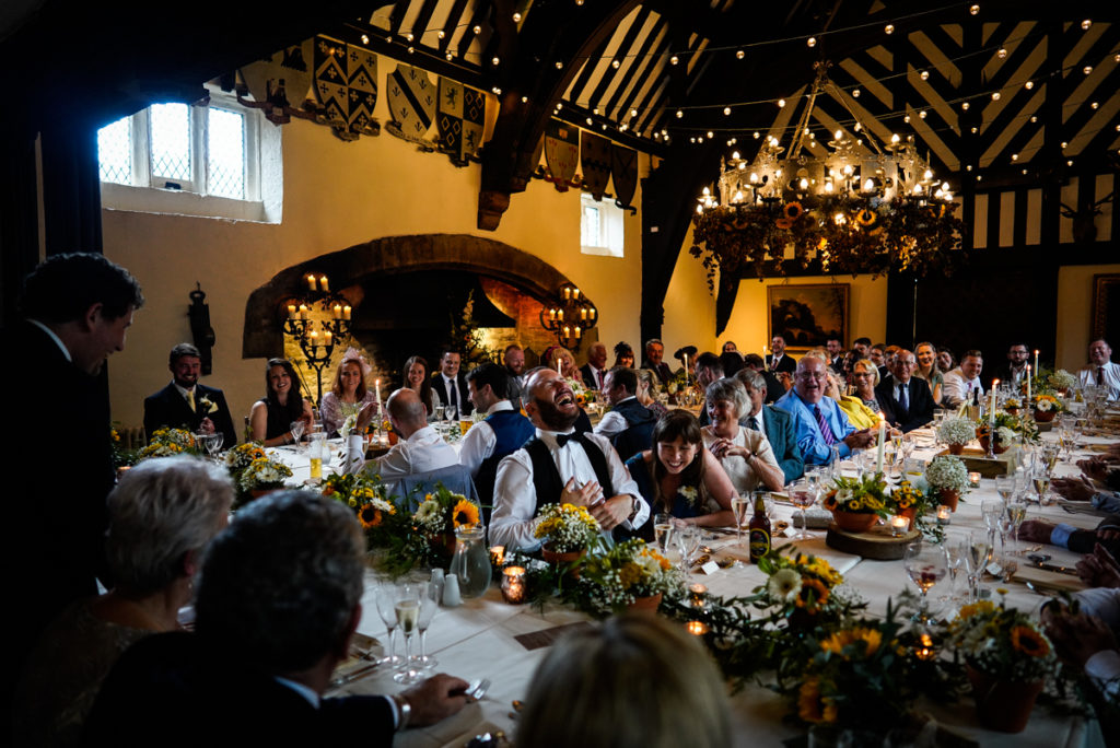 lake district documentary wedding photographer Samlesbury Hall speeches in colour