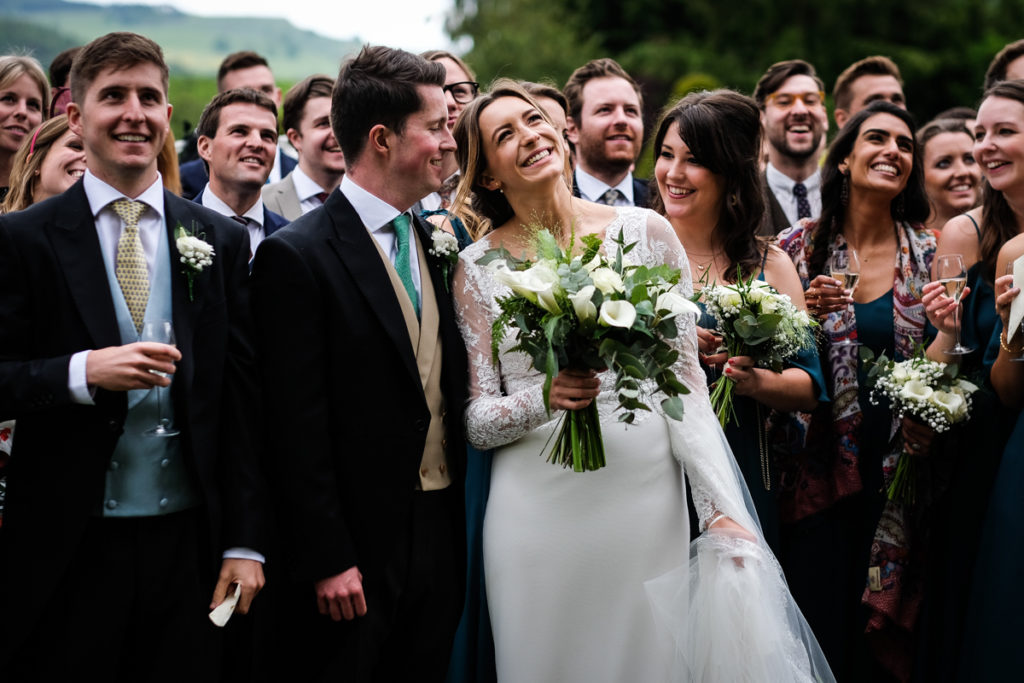 lake district documentary wedding photographer Askham Hall group shot